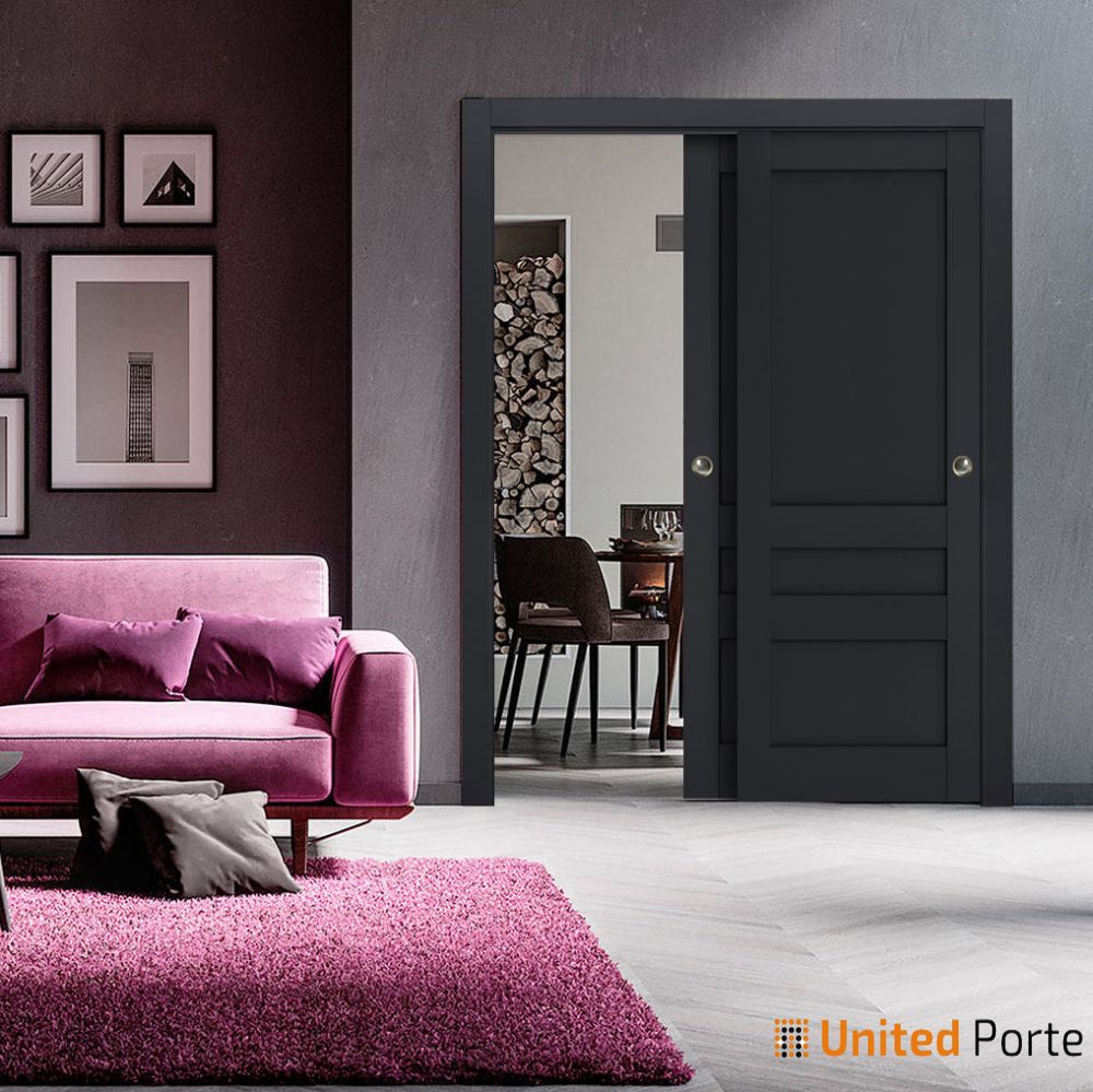Sliding Closet Bypass Door with Decorative Panels | Wood Solid Bedroom Wardrobe Doors | Buy Doors Online