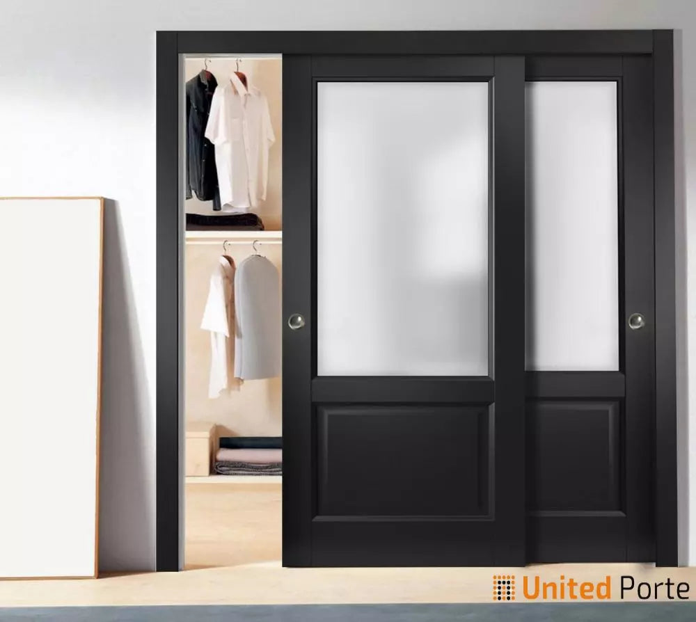 Sliding Closet Bypass Door with Frosted Glass | Kitchen Lite Wooden Solid Bedroom Wardrobe Doors | Buy Doors Online