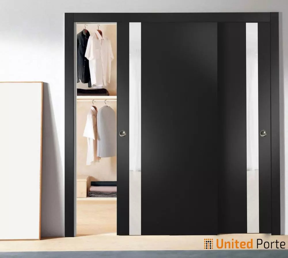 Sliding Closet Bypass Door with Frosted Glass | Wood Solid Bedroom Wardrobe Doors | Buy Doors Online