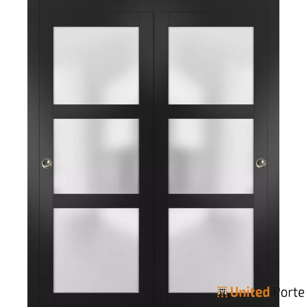 Sliding Closet Bypass Doors with Frosted Glass | Wood Solid Bedroom Wardrobe Doors | Buy Doors Online