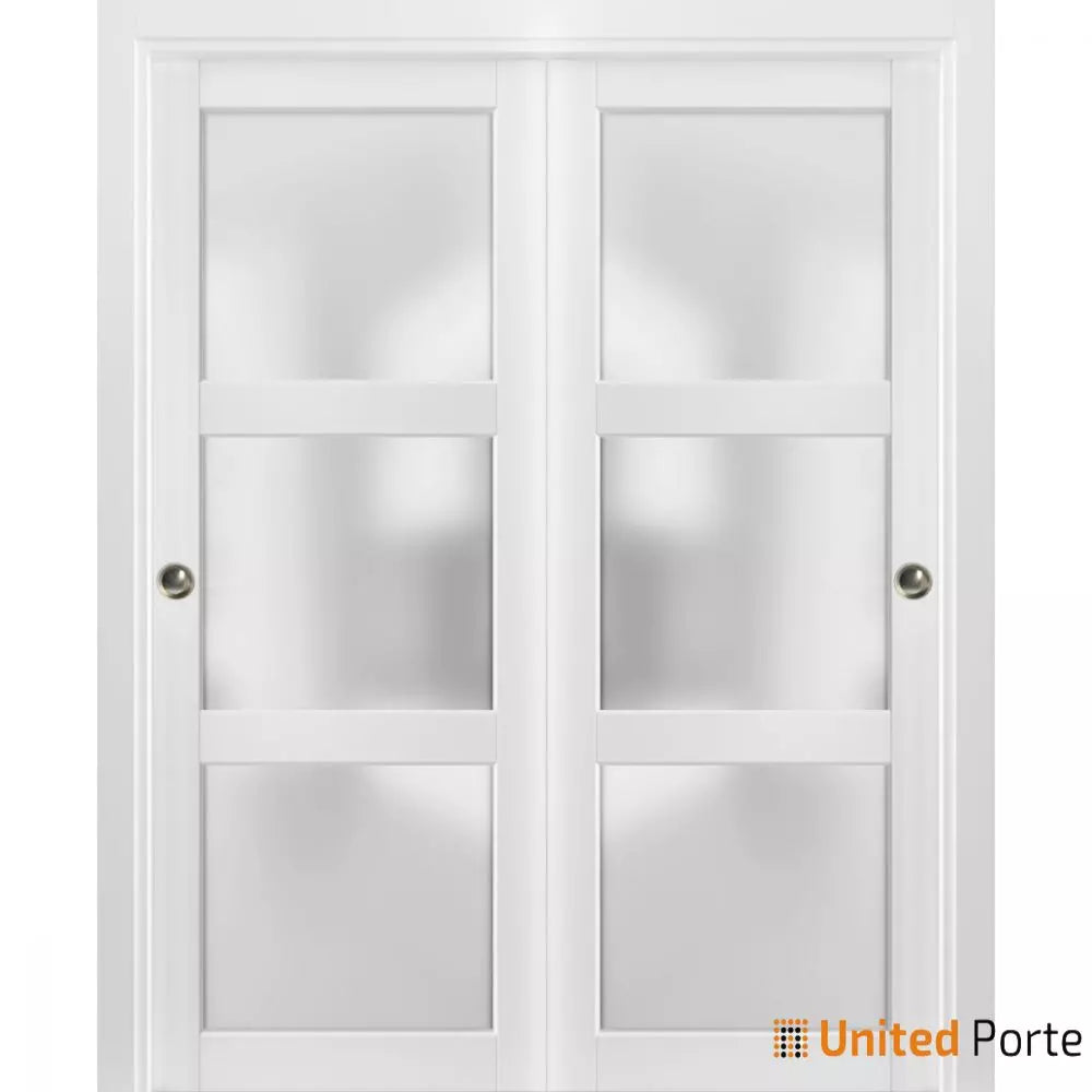 Sliding Closet Bypass Doors with Frosted Glass | Wood Solid Bedroom Wardrobe Doors | Buy Doors Online