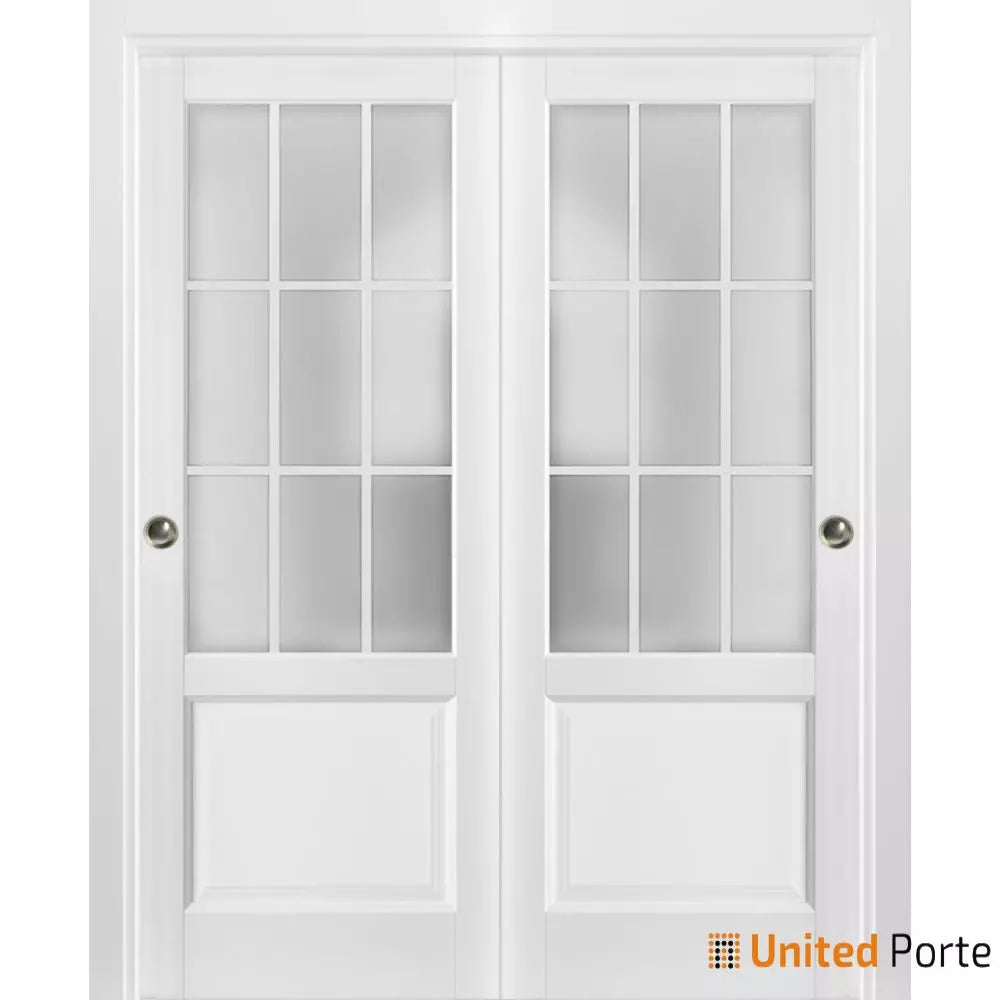Sliding Closet Bypass Door with Frosted Glass | Wood Solid Bedroom Wardrobe Doors | Buy Doors Online