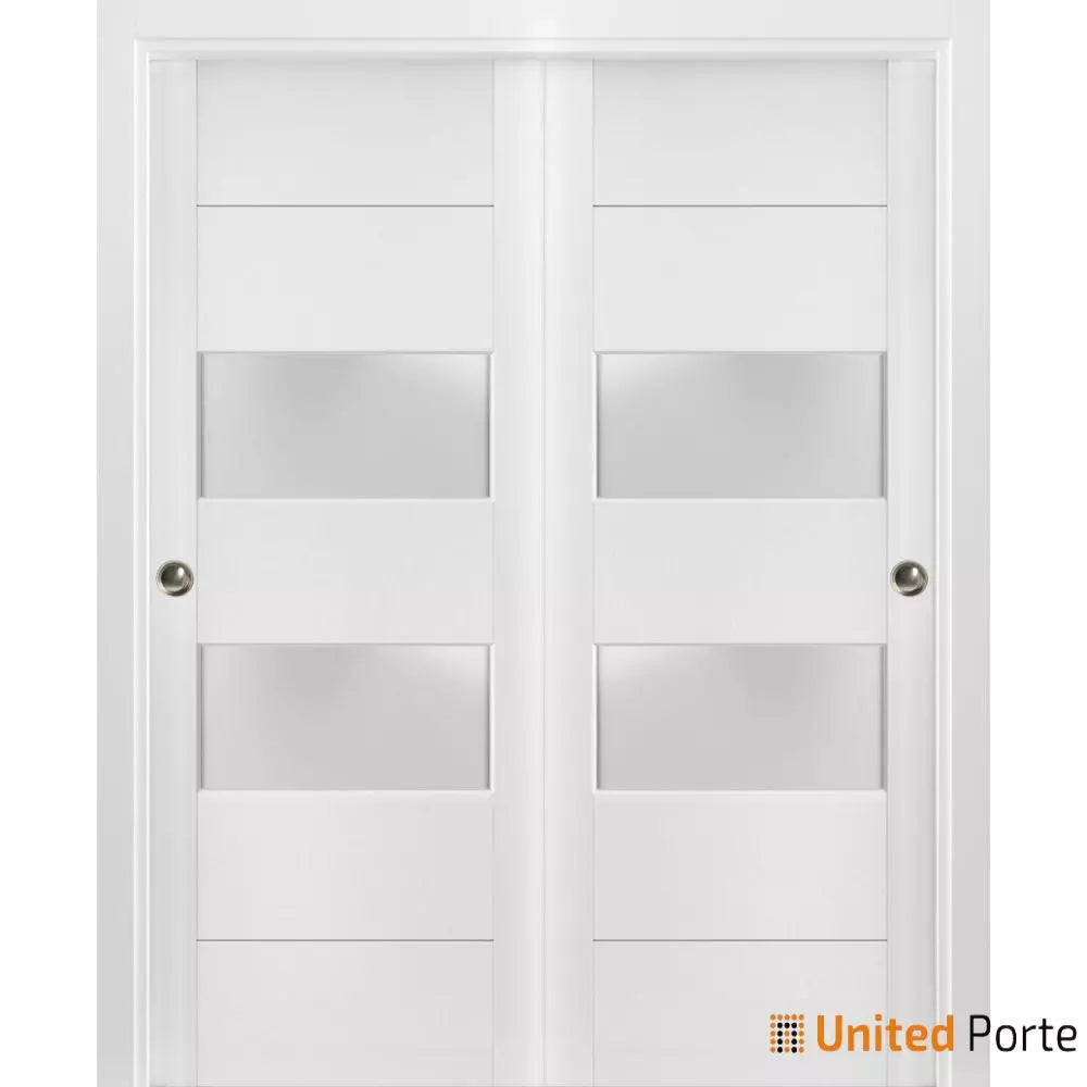 Sliding Closet Bypass Doors with Frosted Glass | Wood Solid Bedroom Wardrobe Doors | Buy Doors Online