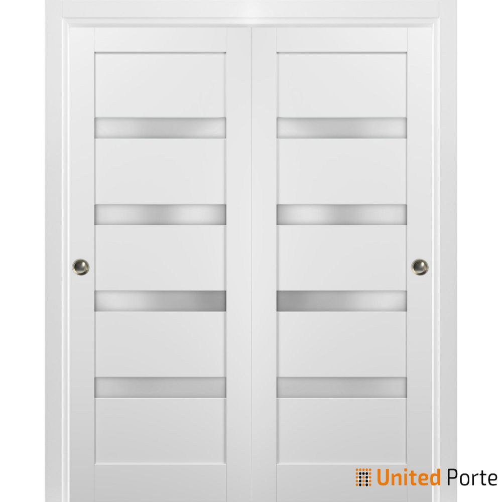 Sliding Closet Bypass Door with Frosted Glass | Wood Solid Bedroom Wardrobe Doors | Buy Doors Online