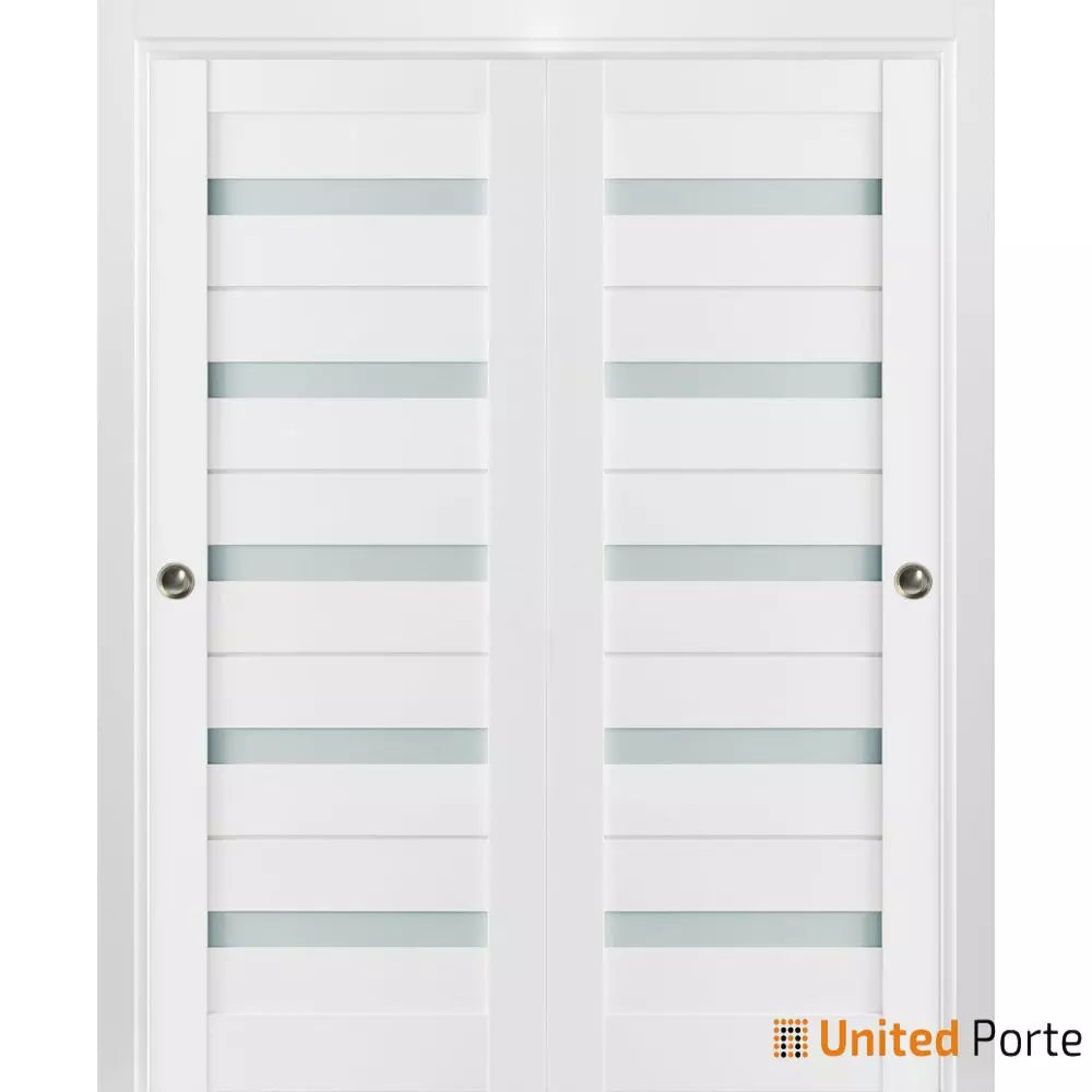 Sliding Closet Bypass Door with Frosted Glass | Wood Solid Bedroom Wardrobe Doors | Buy Doors Online
