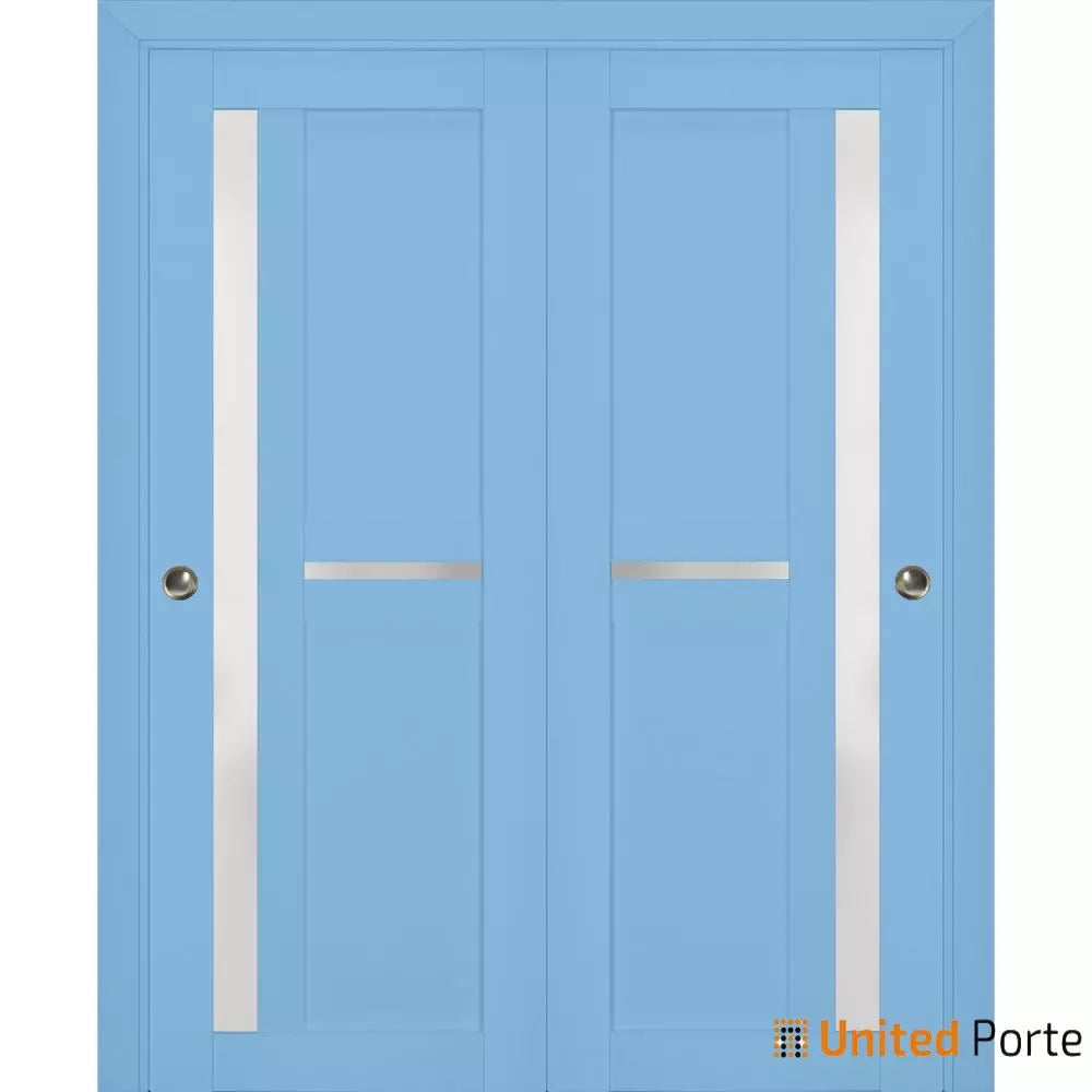 Sliding Closet Bypass Doors with Frosted Glass | Wood Solid Bedroom Wardrobe Doors | Buy Doors Online