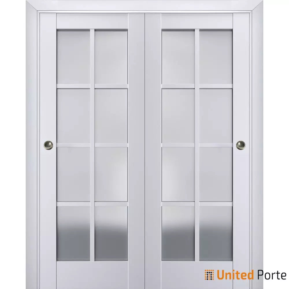 Sliding Closet Bypass Doors with Frosted Glass | Wood Solid Bedroom Wardrobe Doors | Buy Doors Online
