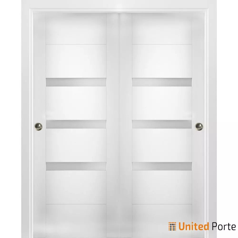 Sliding Closet Bypass Door with Frosted Opaque Glass | Wood Solid Bedroom Wardrobe Doors | Buy Doors Online