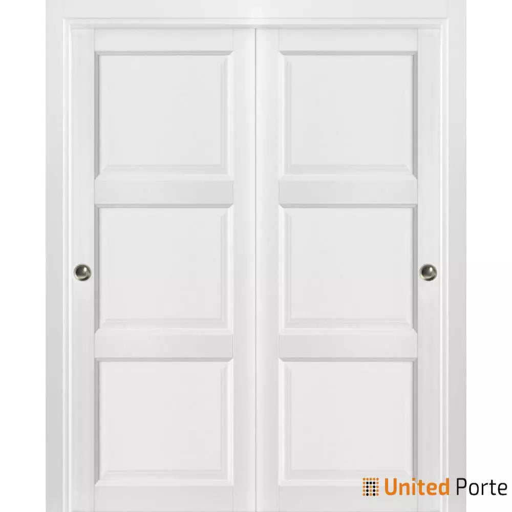 Sliding Closet Bypass Door with Hardware | 3-Panels Wooden Solid Doors | Buy Doors Online