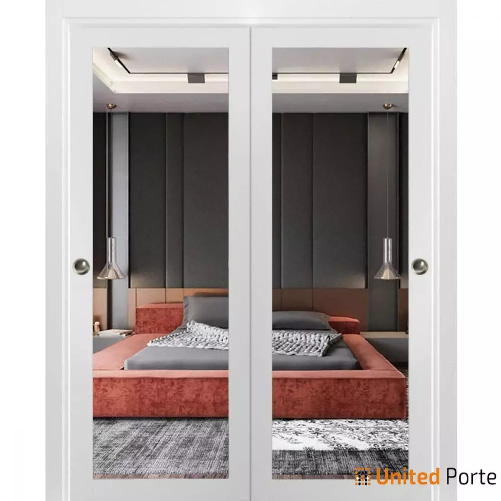 Sliding Closet Bypass Doors with Mirror | Wood Solid Bedroom Wardrobe Doors | Buy Doors Online