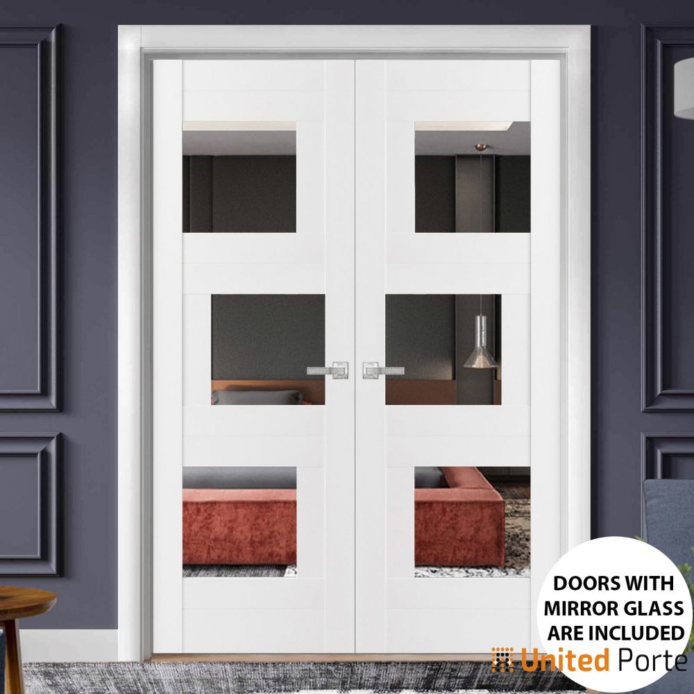 Sliding Closet Bypass Doors with Mirror | Wood Solid Bedroom Wardrobe Doors | Buy Doors Online