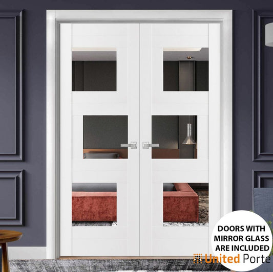 Sliding Closet  Bypass Doors with Mirror | Wood Solid Bedroom Wardrobe Doors | Buy Doors Online