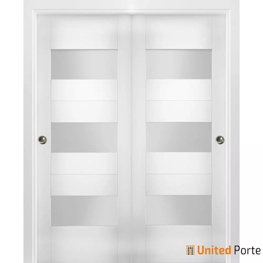 Sliding Closet Bypass Door with Opaque Glass | Wood Solid Bedroom Wardrobe Doors | Buy Doors Online