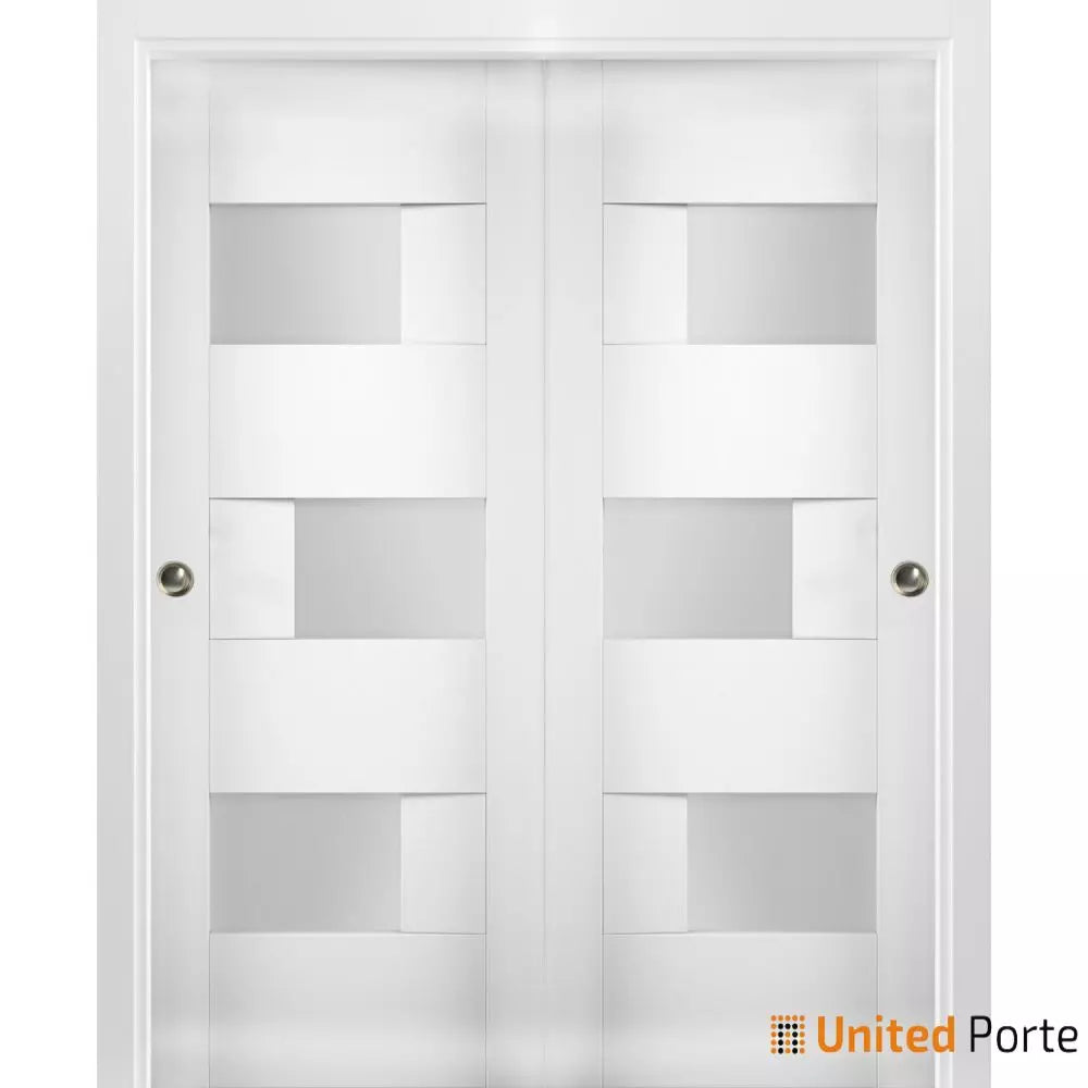 Sliding Closet Bypass Door with Opaque Glass | Wood Solid Bedroom Wardrobe Doors | Buy Doors Online