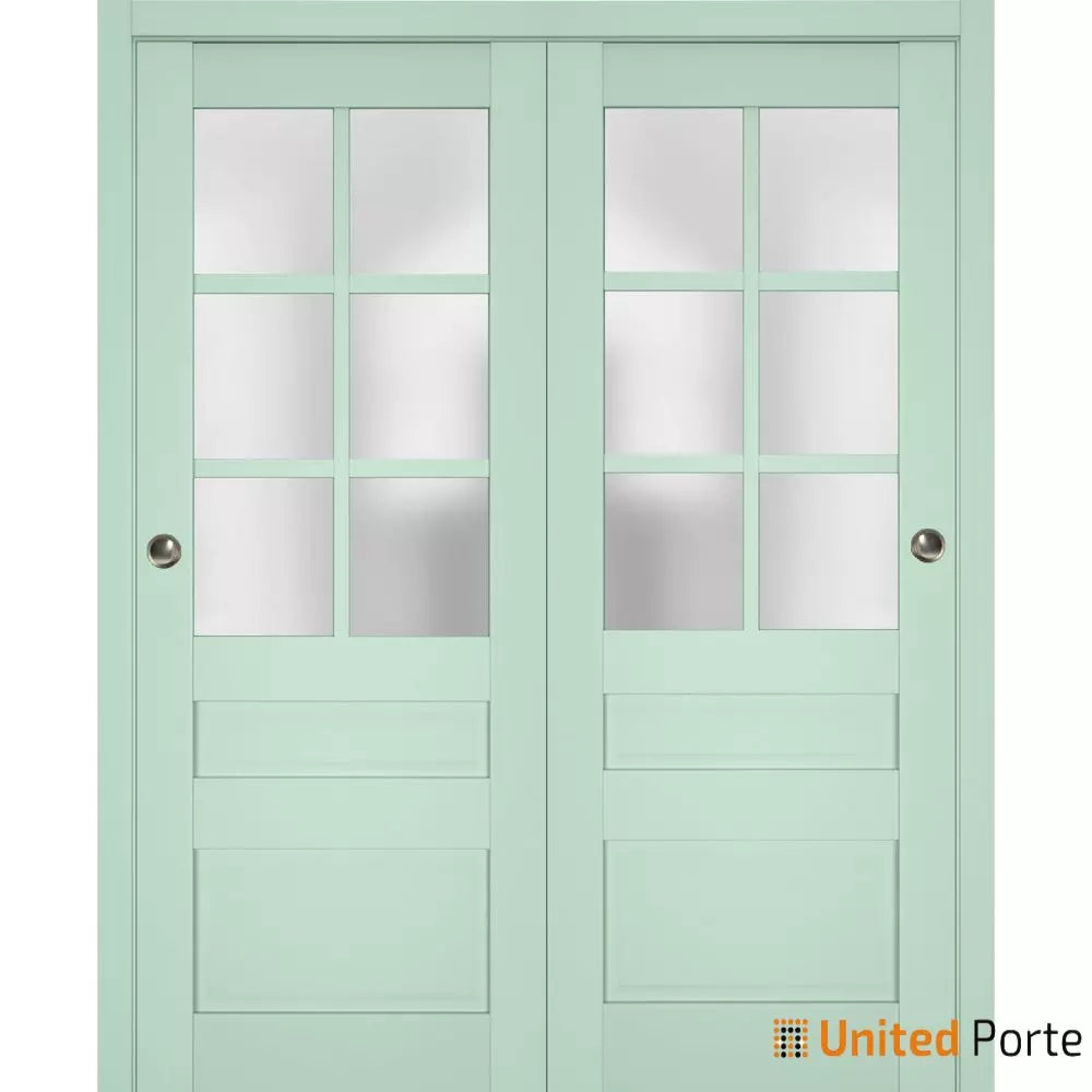 Sliding Closet Bypass Doors with Frosted Glass | Wood Solid Bedroom Wardrobe Doors | Buy Doors Online