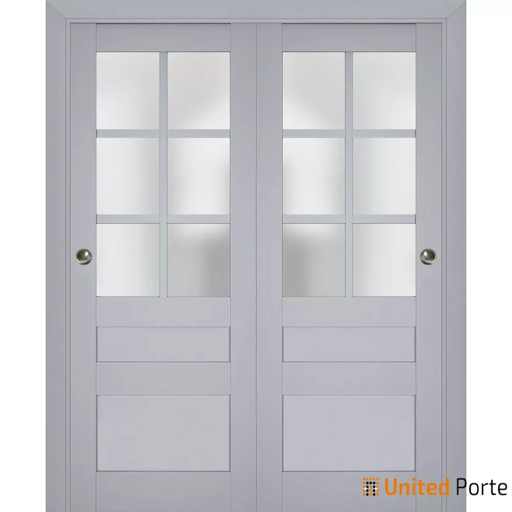 Sliding Closet Bypass Doors with Frosted Glass | Wood Solid Bedroom Wardrobe Doors | Buy Doors Online