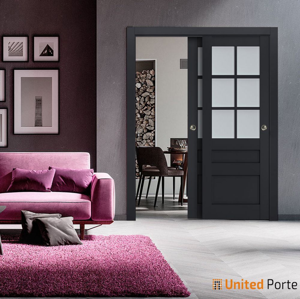 Sliding Closet Bypass Doors with Frosted Glass | Wood Solid Bedroom Wardrobe Doors | Buy Doors Online