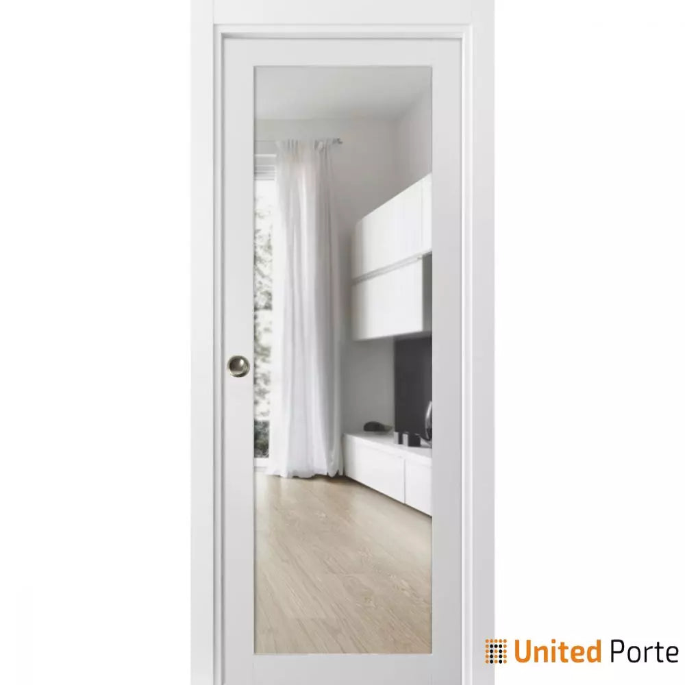 Sliding French Pocket Door with Clear Glass | Solid Wood Interior Bedroom Sturdy Doors | Buy Doors Online
