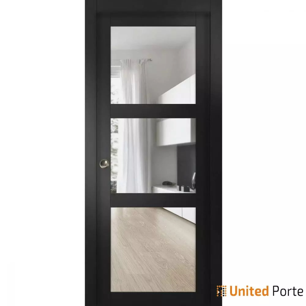 Sliding French Pocket Door with Clear Glass | Solid Wood Interior Bedroom Sturdy Doors | Buy Doors Online