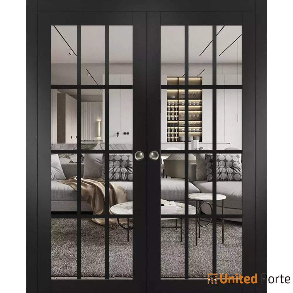 Sliding French Pocket Door with Clear Glass | Solid Wood Interior Bedroom Sturdy Doors | Buy Doors Online