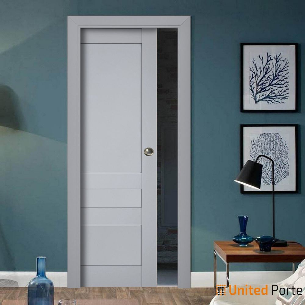 Sliding French Pocket Door with Decorative Panels | Solid Wood Interior Bedroom Sturdy Doors | Buy Doors Online