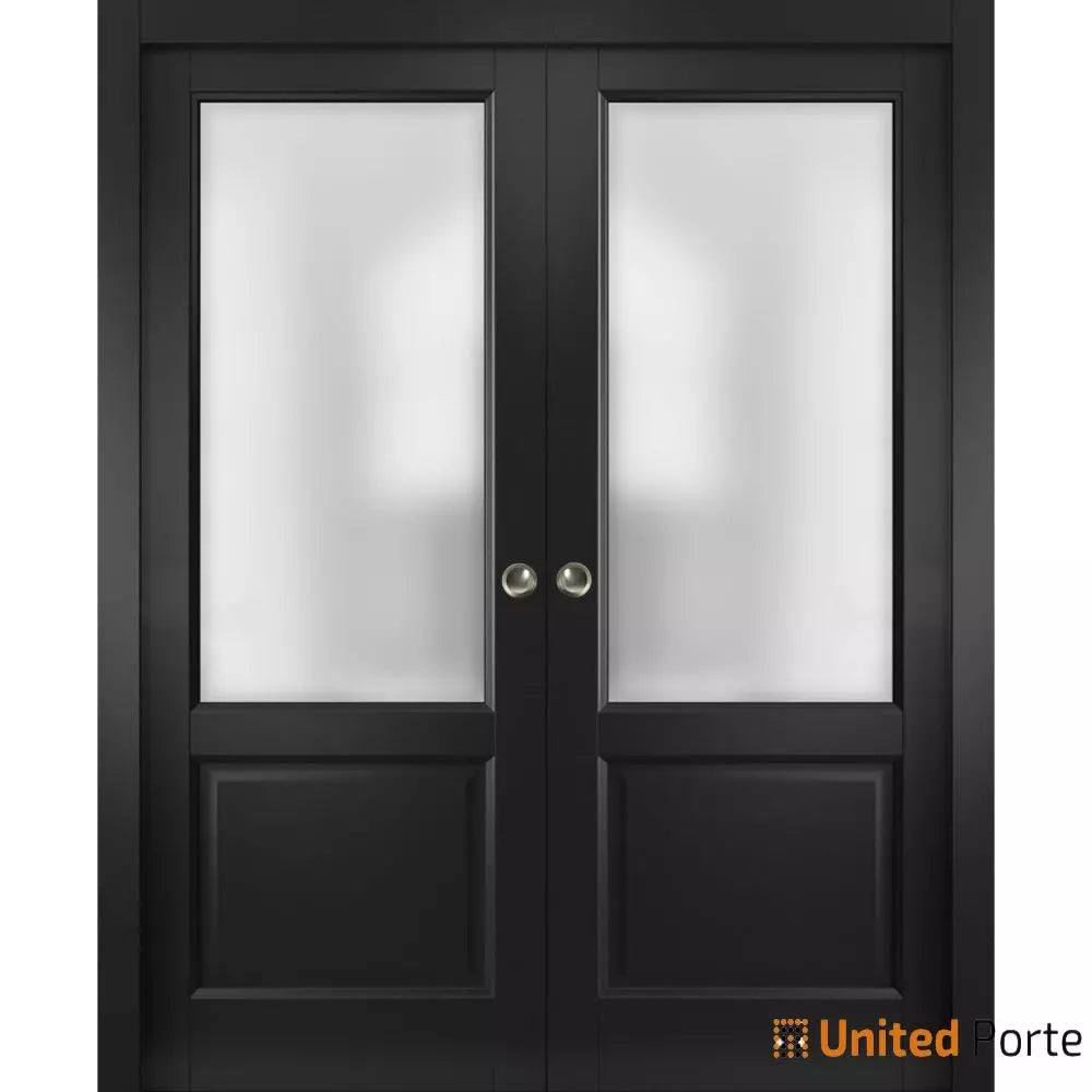 Sliding French Pocket Door with Frosted Glass | Solid Wood Interior Bedroom Sturdy Doors | Buy Doors Online
