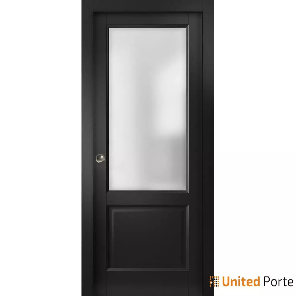 Sliding French Pocket Door with Frosted Glass | Solid Wood Interior Bedroom Sturdy Doors | Buy Doors Online