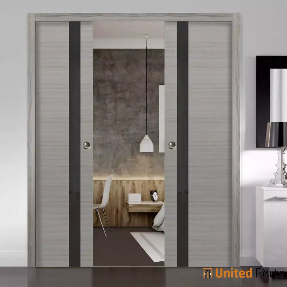 Sliding French Pocket Door with Frosted Glass | Solid Wood Interior Bedroom Sturdy Doors | Buy Doors Online