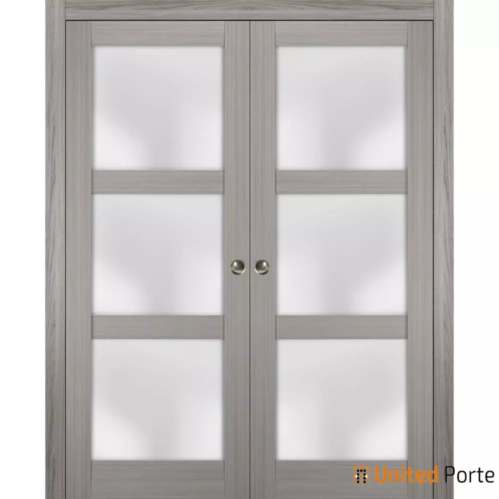 Sliding French Pocket Door with Frosted Glass | Solid Wood Interior Bedroom Sturdy Doors | Buy Doors Online