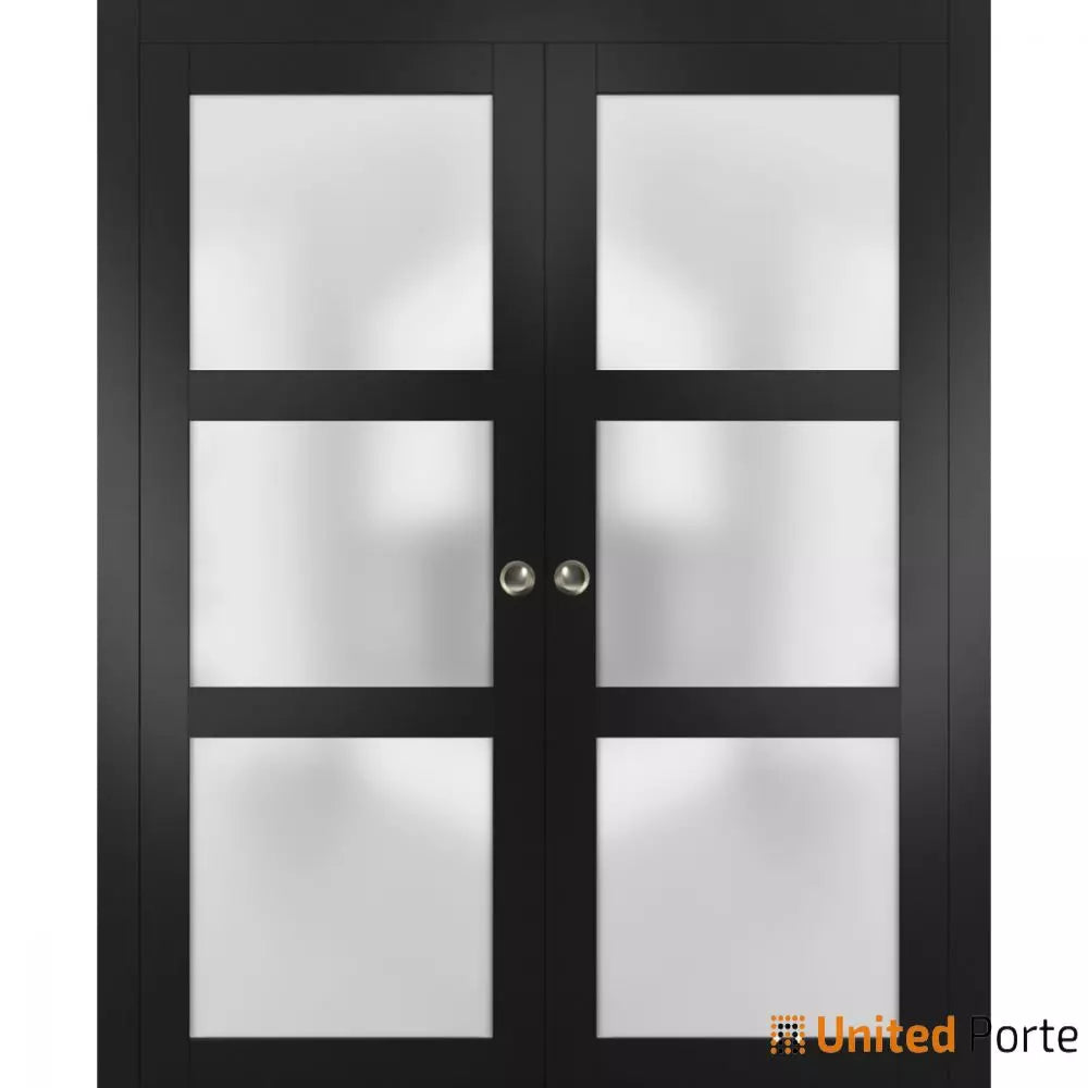 Sliding French Pocket Door with Frosted Glass | Solid Wood Interior Bedroom Sturdy Doors | Buy Doors Online