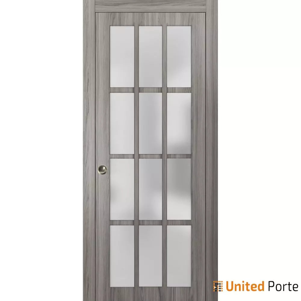 Sliding French Pocket Door with 12 Lites Frosted Glass | Solid Wood Interior Bedroom Sturdy Doors | Buy Doors Online