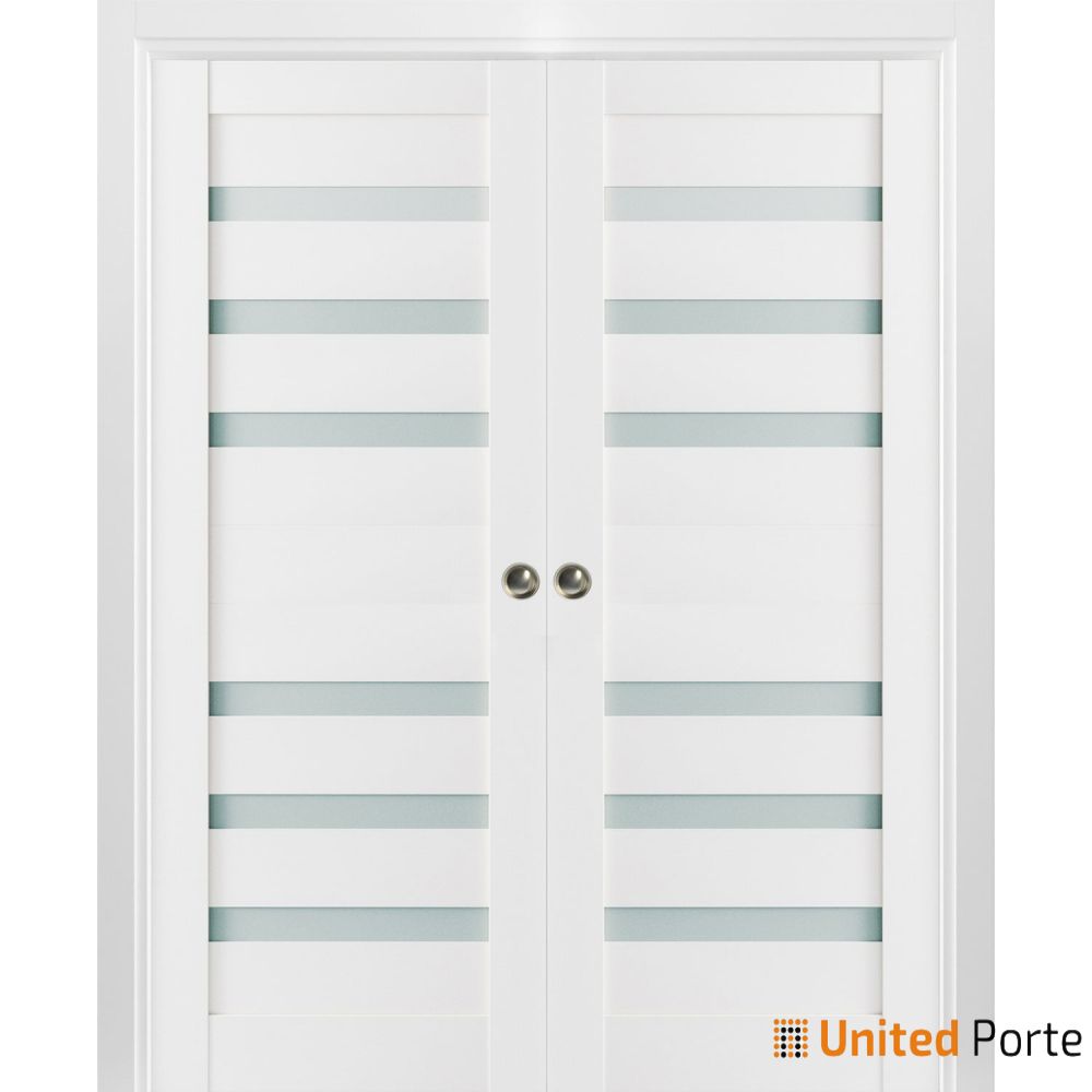 Sliding French Pocket Door with Frosted Glass | Solid Wood Interior Bedroom Sturdy Doors | Buy Doors Online