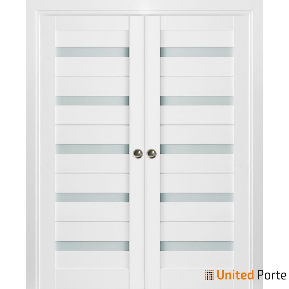 Sliding French Pocket Door with Frosted Glass | Solid Wood Interior Bedroom Sturdy Doors | Buy Doors Online