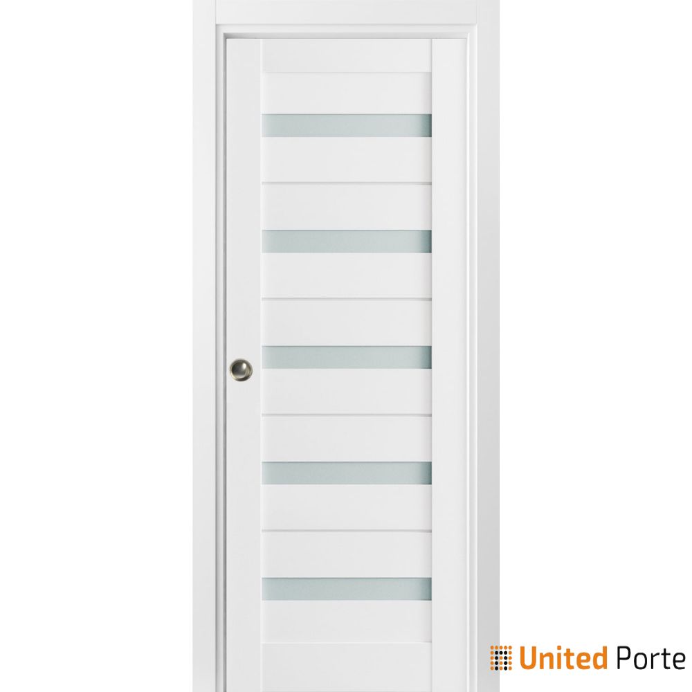 Sliding French Pocket Door with Frosted Glass | Solid Wood Interior Bedroom Sturdy Doors | Buy Doors Online