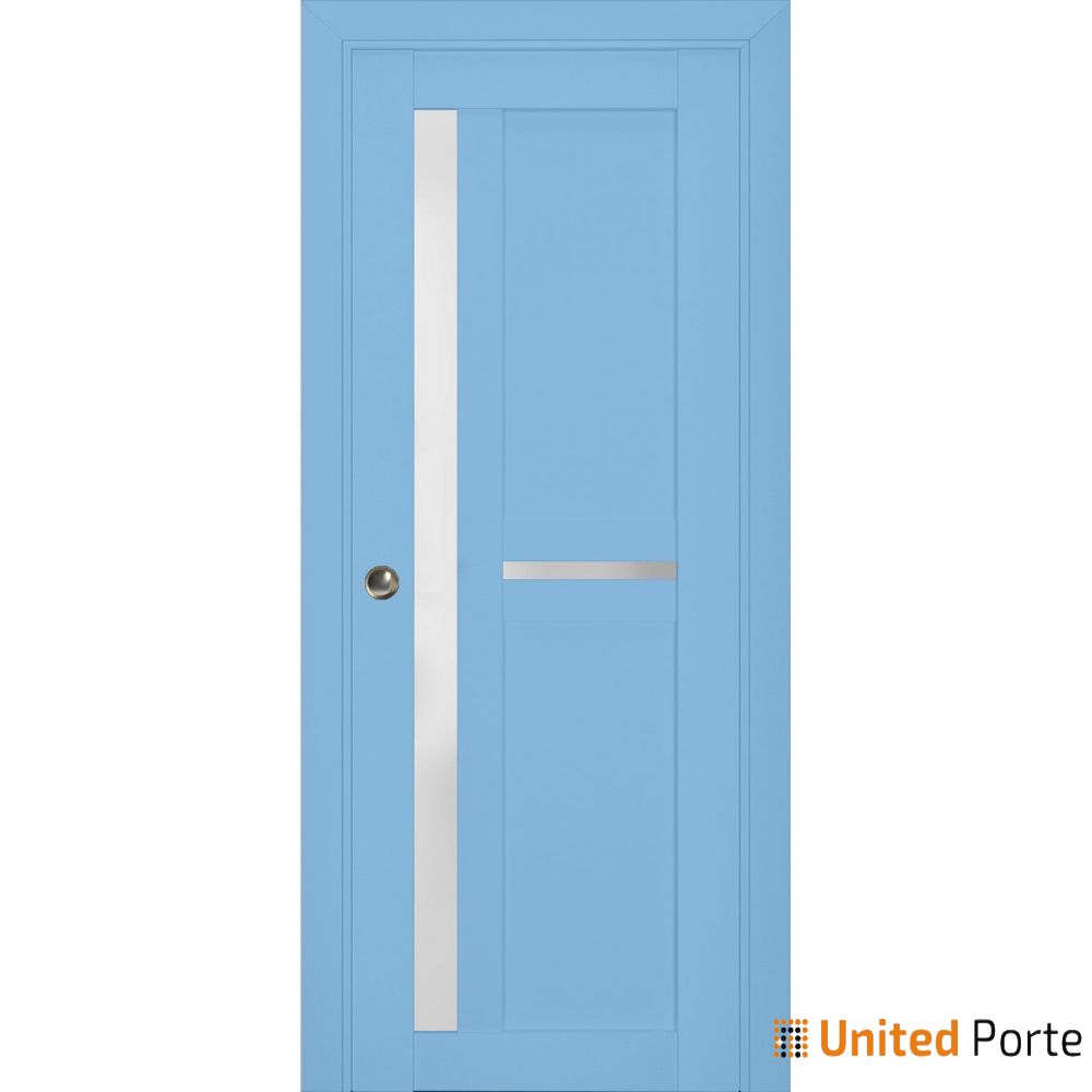 Sliding French Pocket Door with Frosted Glass | Solid Wood Interior Bedroom Sturdy Doors | Buy Doors Online