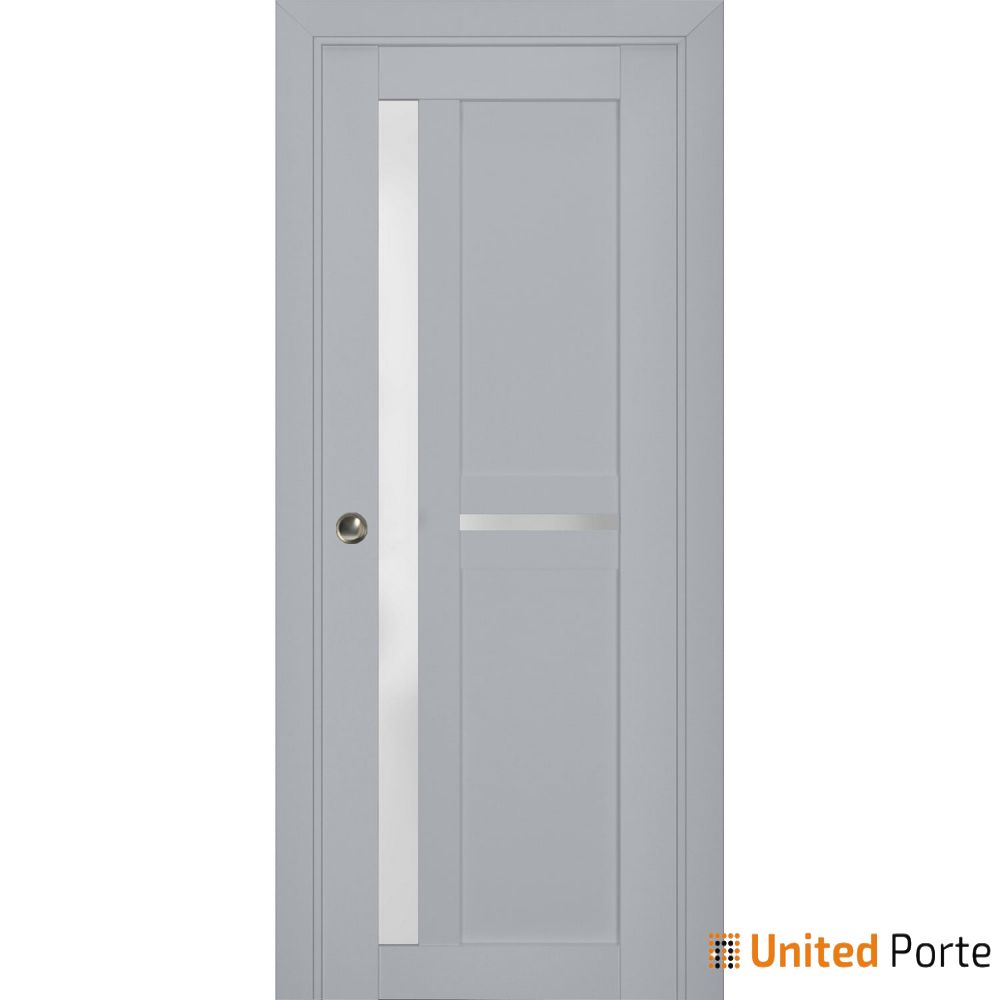 Sliding French Pocket Door with Frosted Glass | Solid Wood Interior Bedroom Sturdy Doors | Buy Doors Online