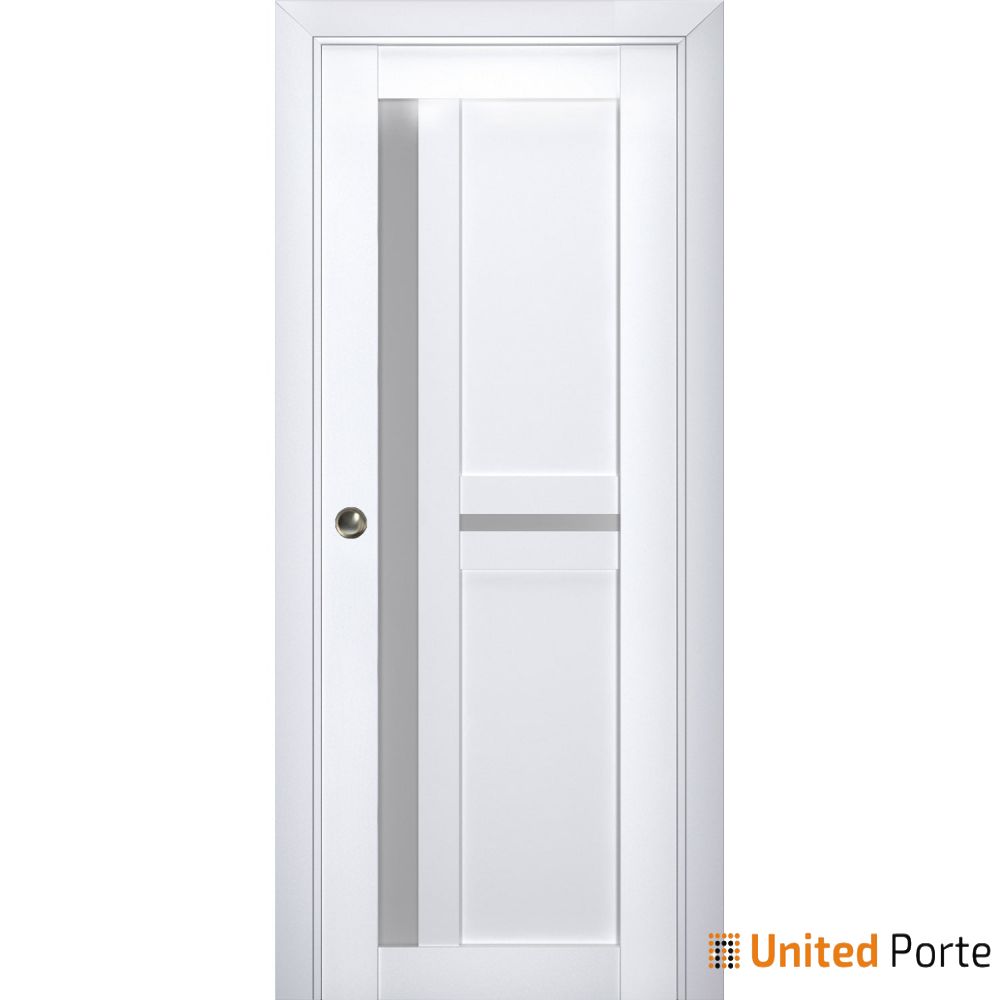 Sliding French Pocket Door with Frosted Glass | Solid Wood Interior Bedroom Sturdy Doors | Buy Doors Online