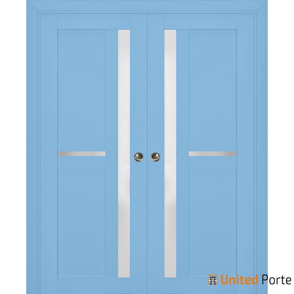 Sliding French Pocket Door with Frosted Glass | Solid Wood Interior Bedroom Sturdy Doors | Buy Doors Online