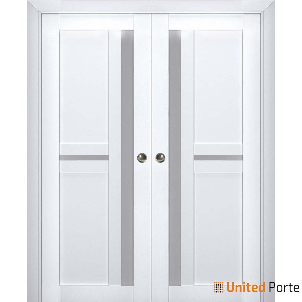 Sliding French Pocket Door with Frosted Glass | Solid Wood Interior Bedroom Sturdy Doors | Buy Doors Online