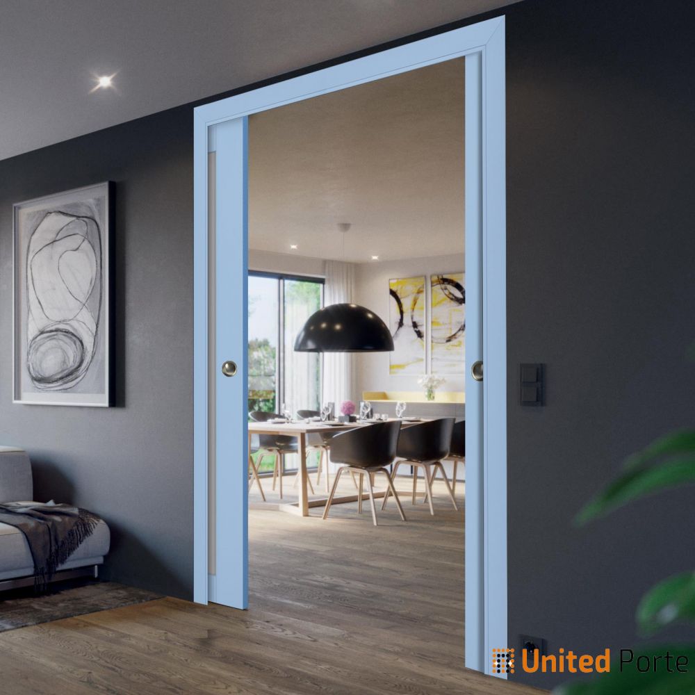 Sliding French Pocket Door with Frosted Glass | Solid Wood Interior Bedroom Sturdy Doors | Buy Doors Online