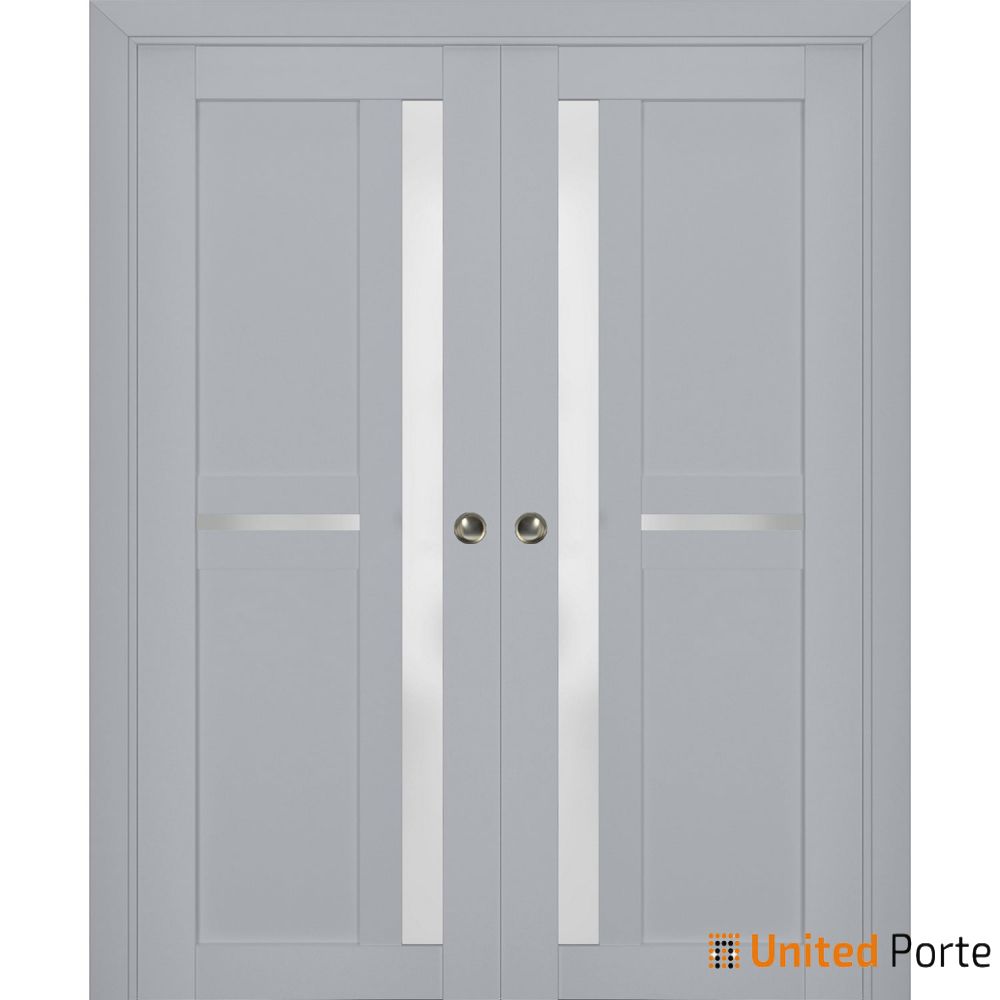 Sliding French Pocket Door with Frosted Glass | Solid Wood Interior Bedroom Sturdy Doors | Buy Doors Online
