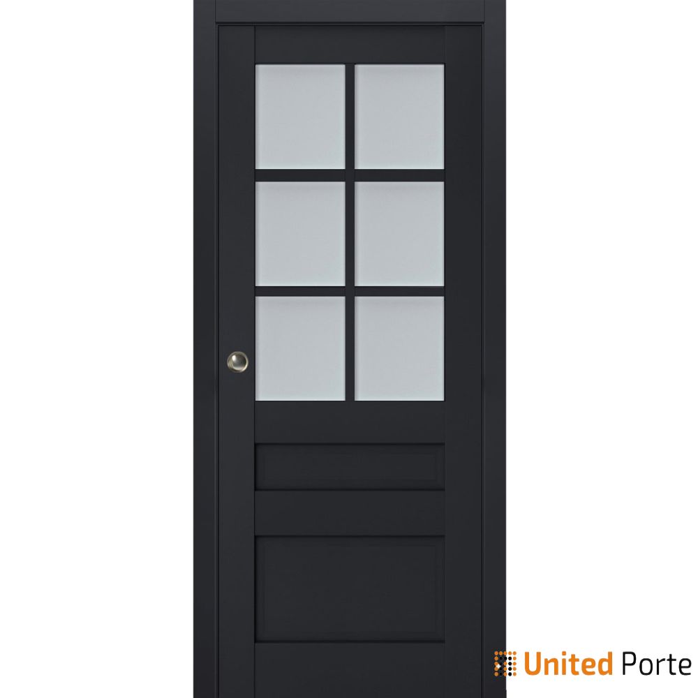 Sliding French Pocket Door with Frosted Glass | Solid Wood Interior Bedroom Sturdy Doors | Buy Doors Online