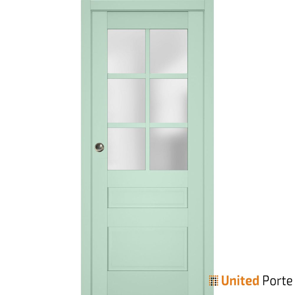 Sliding French Pocket Door with Frosted Glass | Solid Wood Interior Bedroom Sturdy Doors | Buy Doors Online