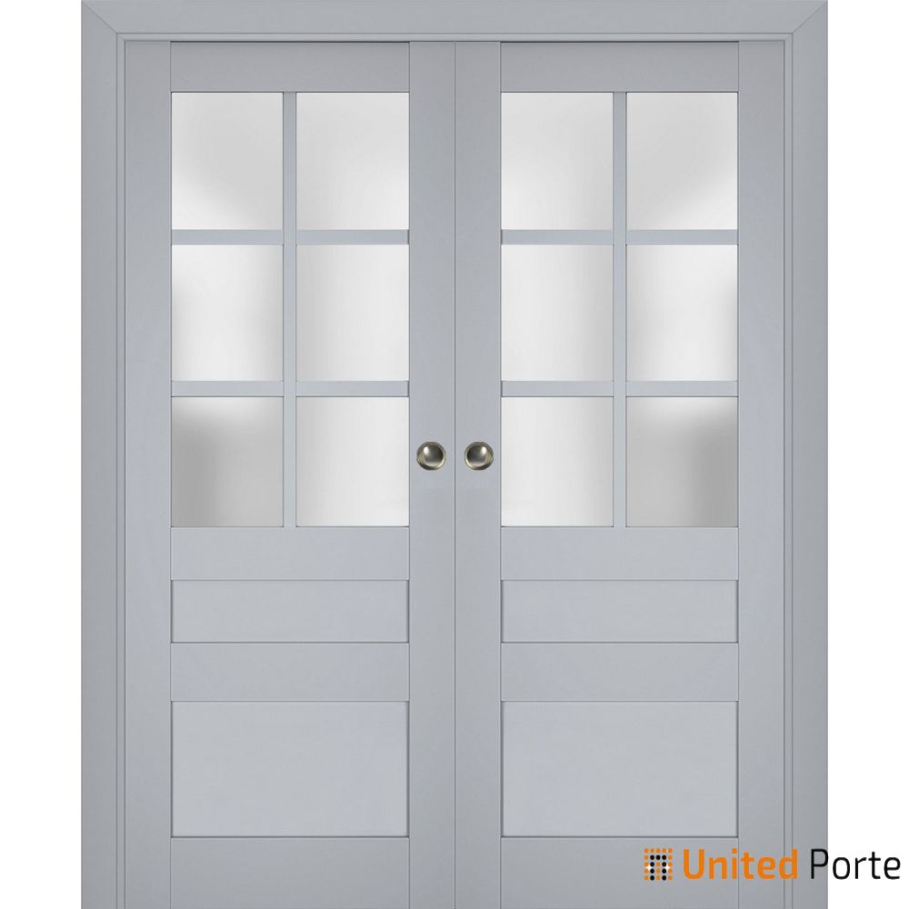 Sliding French Pocket Door with Frosted Glass | Solid Wood Interior Bedroom Sturdy Doors | Buy Doors Online