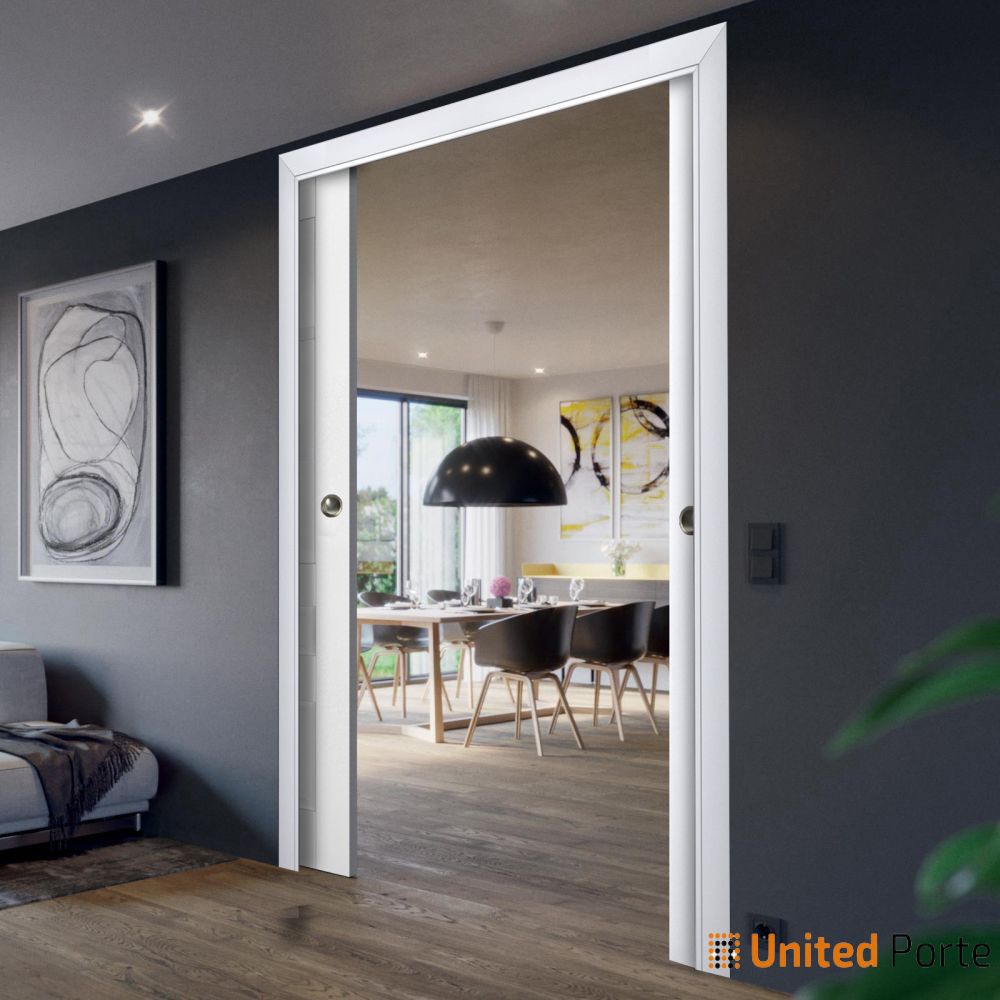 Sliding French Pocket Door with Frosted Glass | Solid Wood Interior Bedroom Sturdy Doors | Buy Doors Online