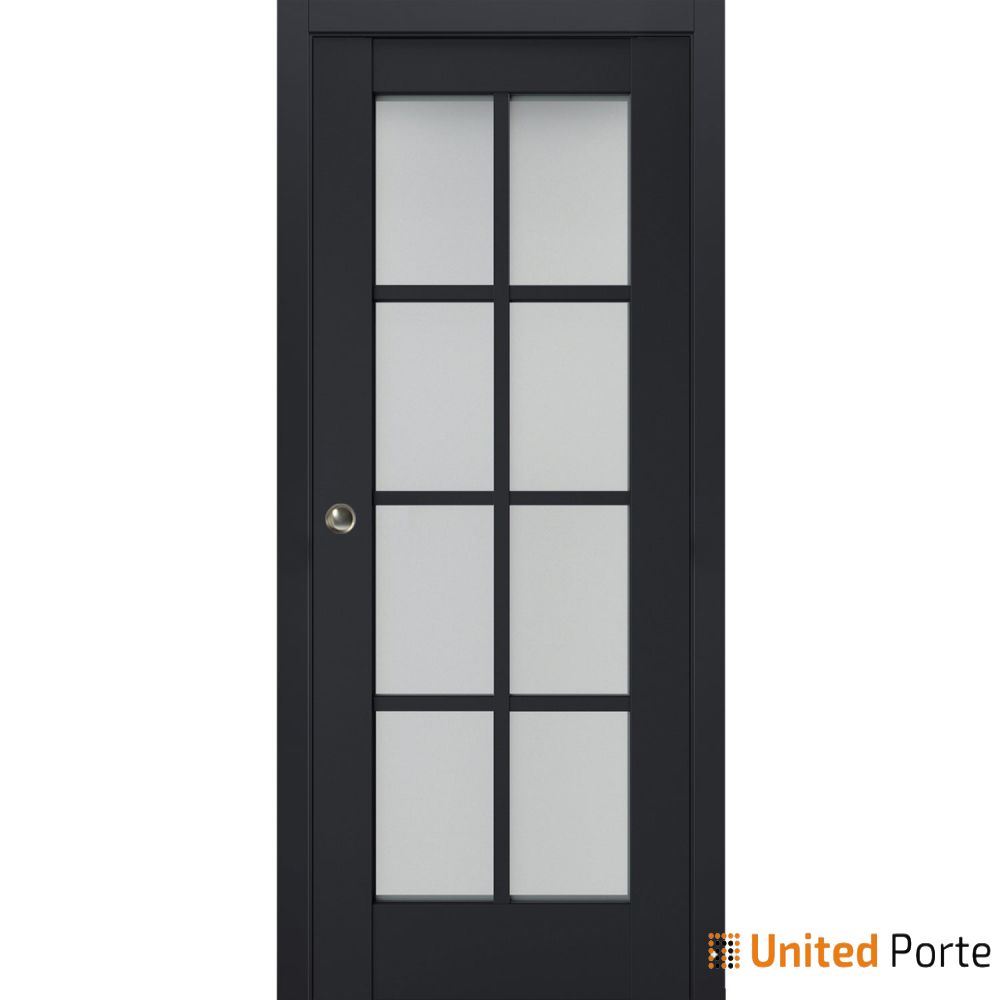 Sliding French Pocket Door with Frosted Glass | Solid Wood Interior Bedroom Sturdy Doors | Buy Doors Online