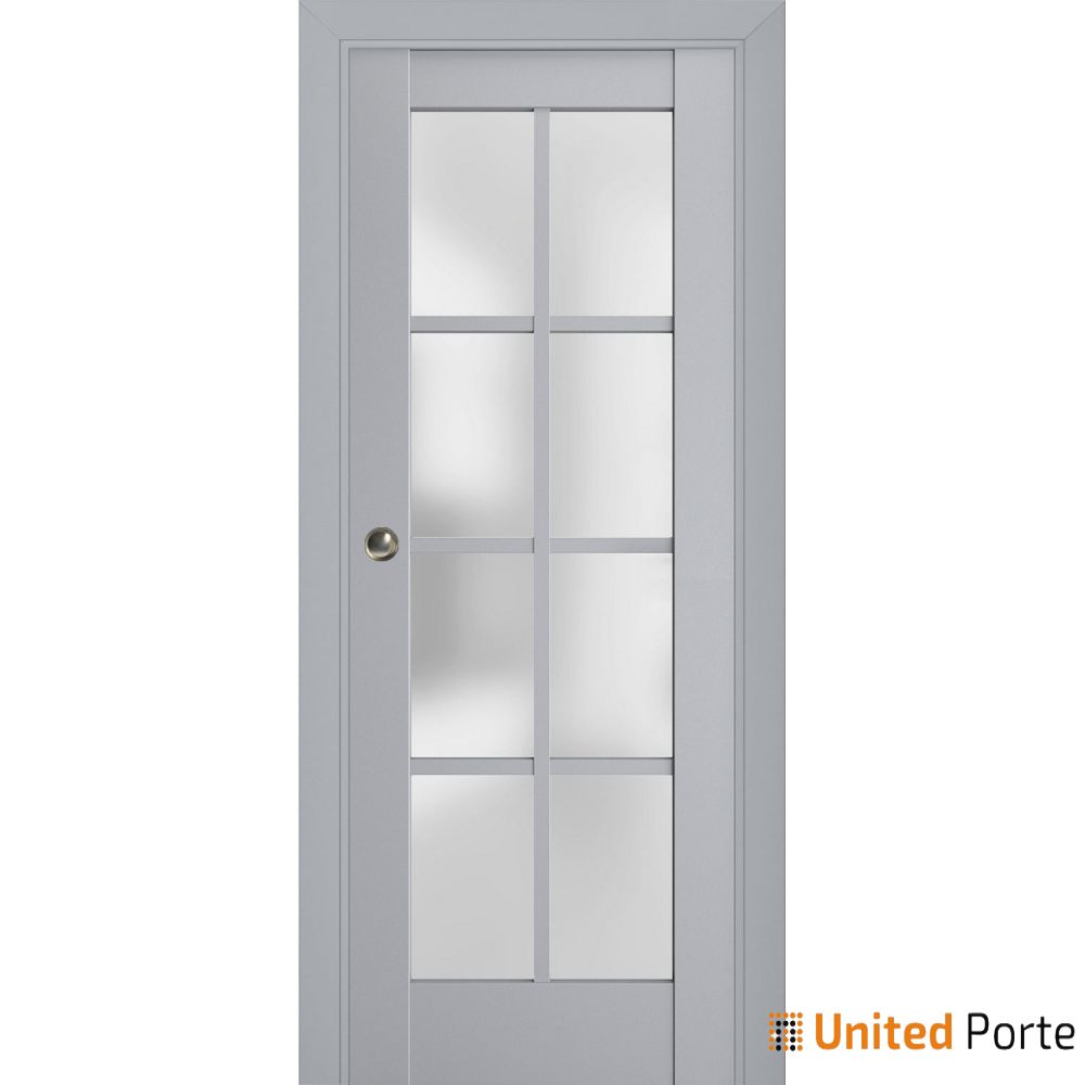 Sliding French Pocket Door with Frosted Glass | Solid Wood Interior Bedroom Sturdy Doors | Buy Doors Online