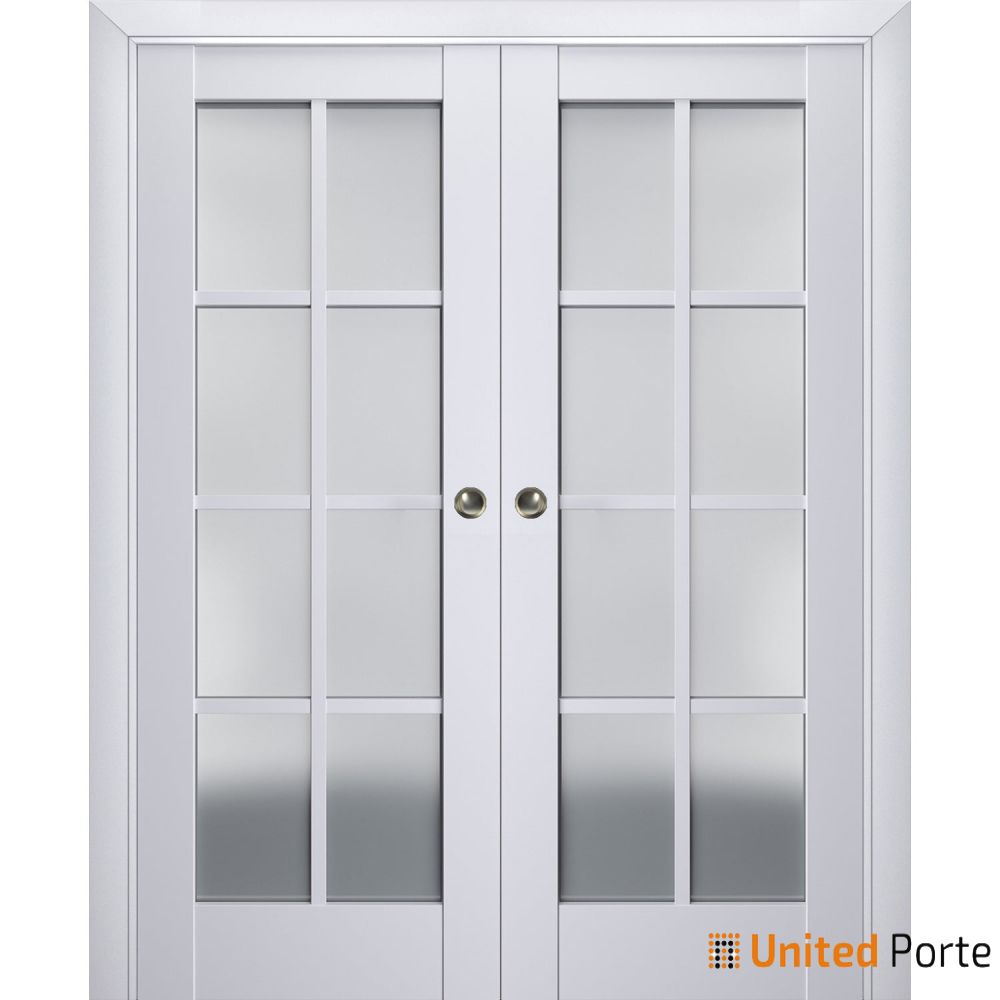 Sliding French Pocket Door with Frosted Glass | Solid Wood Interior Bedroom Sturdy Doors | Buy Doors Online