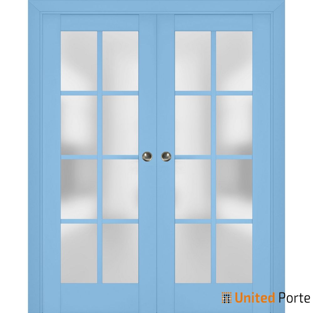Sliding French Pocket Door with Frosted Glass | Solid Wood Interior Bedroom Sturdy Doors | Buy Doors Online