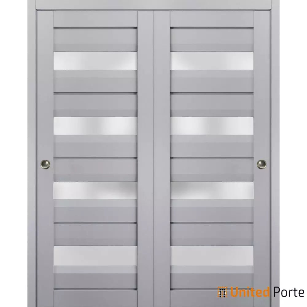 Sliding French Pocket Door with Frosted Glass | Solid Wood Interior Bedroom Sturdy Doors | Buy Doors Online